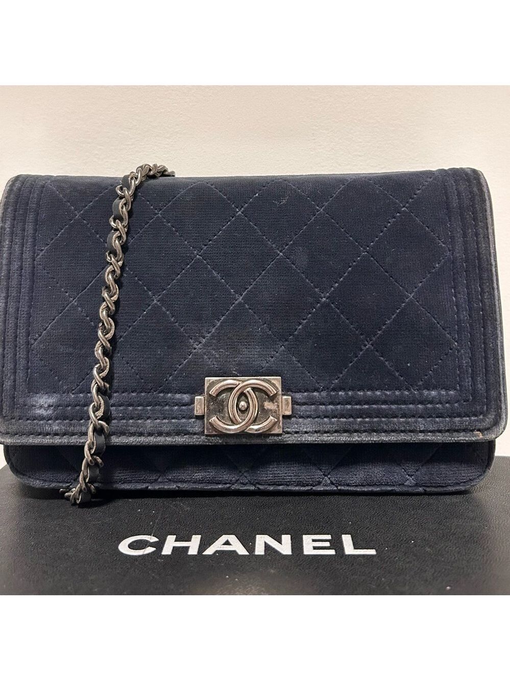 Chanel Navy Boy Velvet WOC - Picture 1 of 15